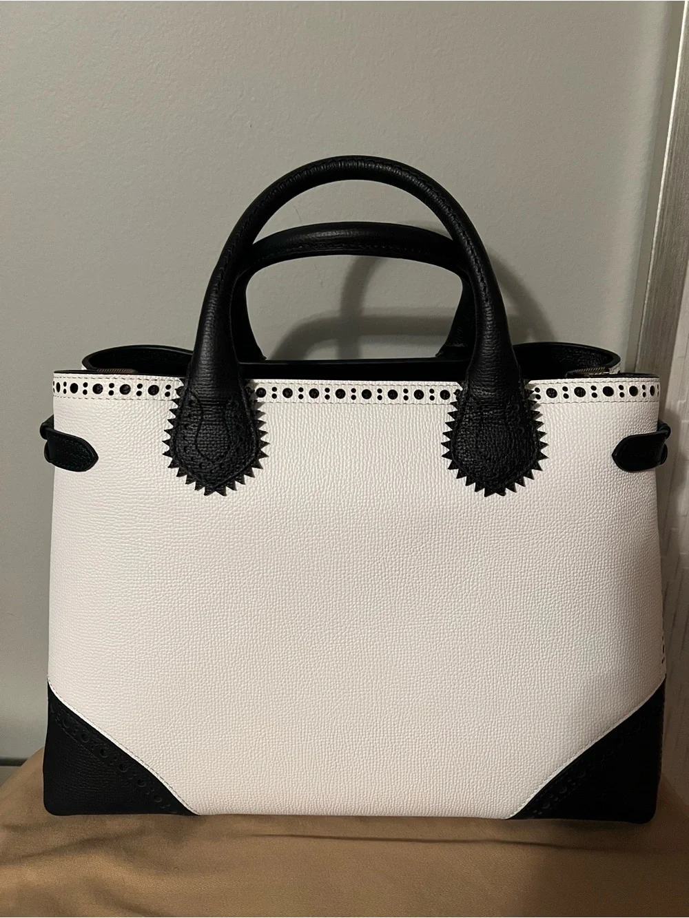 Burberry Black & White Leather Tote